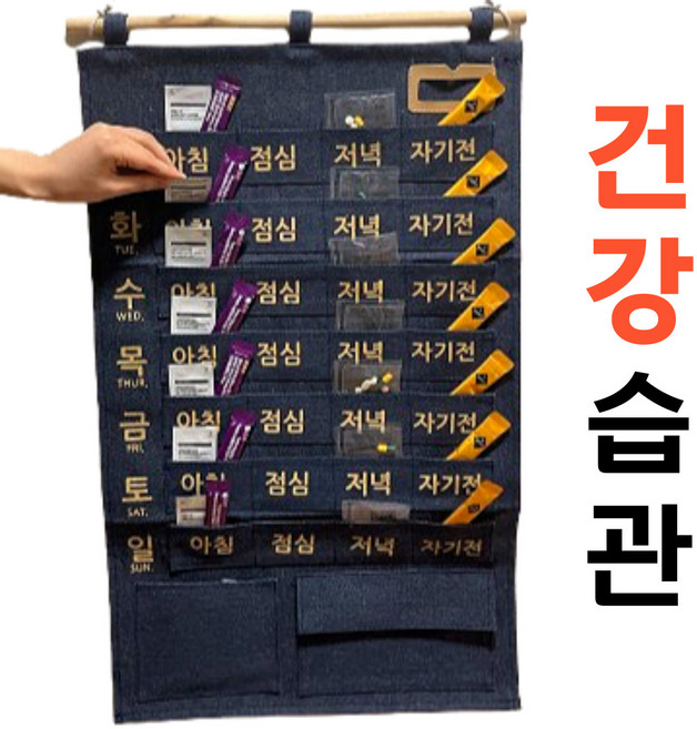 레오바니엘 일주일 약달력 용돈 포켓, 1개, 데님네이비