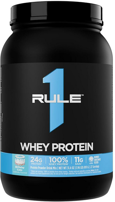 규칙 1 유청 단백질 운동 또는 언제든지 사용할 수 있는 자연 발생 EAA 및 BCAA가 함유된 모든 소스의 24g 속효성 (2파운드* 초콜릿 퍼지), Birthday Cake, 2 파운드*