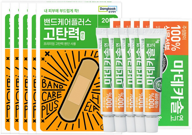 동국제약 마데카솔 + 밴드케어 탄력 밴드 20p 세트, 5세트, 8g