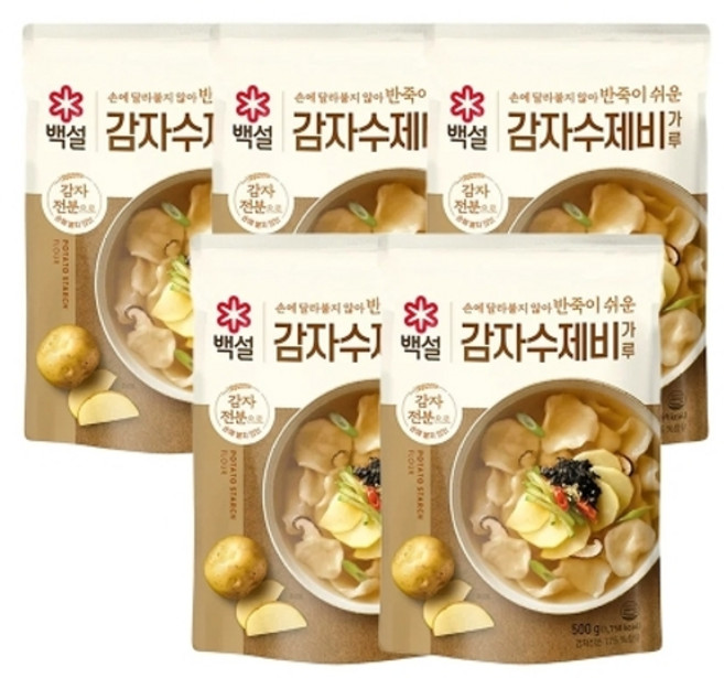 백설 감자수제비 가루, 500g, 5개
