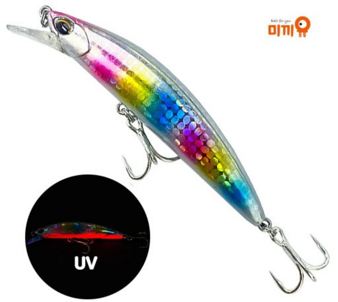농어 싱킹 미노우 90mm 26g 광어 삼치 부시리 루어, 1개, UV레인보우(SB03)