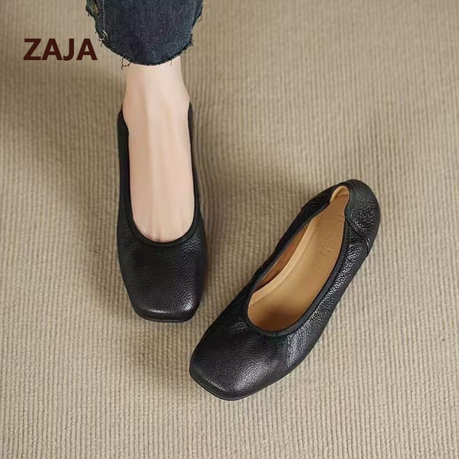 ZAJA 여성 발편한 가죽 플랫슈즈 베이직 단화 봄신상