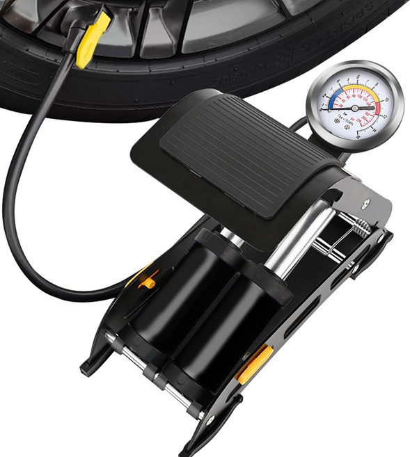 호밍사이 고압 풋 펌프 자전거바람주입기 자전거 발 펌핑 에어 펌프 자동차 농구 공기주입기, 1개, 블랙