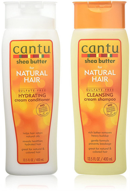 Cantu Shea Butter 칸쿠 시어 버터 샴푸 앤 컨디셔너 더블 콤보 자연 모발용 13.5 fl.oz, 1개