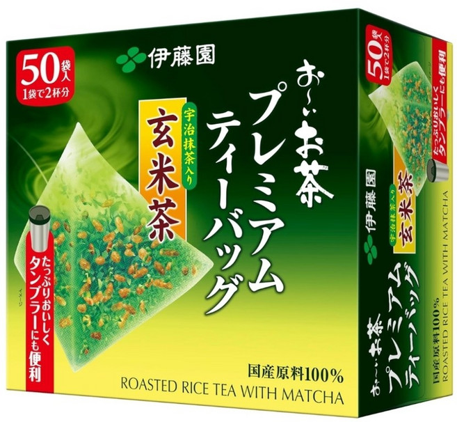 일본 이토엔 오이오차 프리미엄 우지 말차 블렌딩 현미차 티백 2.3g 50포, 115g, 50개입, 1박스