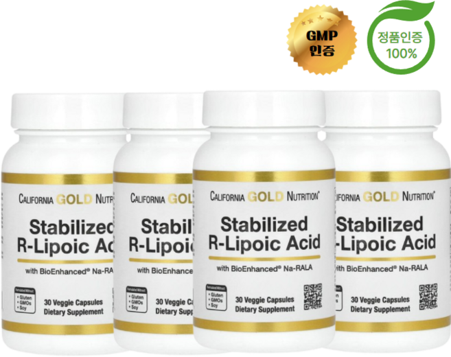 2+2 캘리포니아 골드 뉴트리션 R리포산 비오틴 함유 30정, 4개
