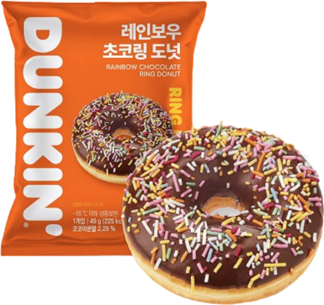 던킨 레인보우 초코링 도넛, 12개, 49g