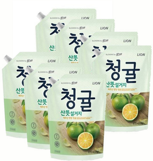 참그린 청귤 주방세제리필1kg, 970ml, 7개
