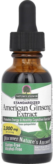 Nature's Answer 표준화된 미국 인삼 추출물 알코올 무함유 2000mg 30ml(1fl oz), NaturesAnswer표준화된미국인삼추출물알코올무함유, 1개, 30ml - 쿠팡