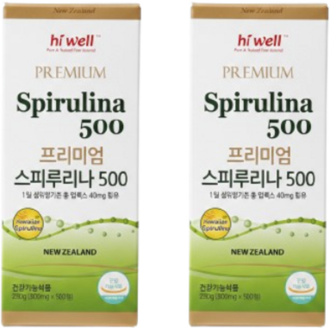 하이웰 하와이안 스피루리나 500정 뉴질랜드, 250g, 1병, 2개