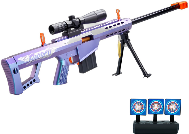 [선물 추천]스펀지 질탄을 발사하는 탄피 배출 바렛 저격총 장난감+사격 과녁, 1개