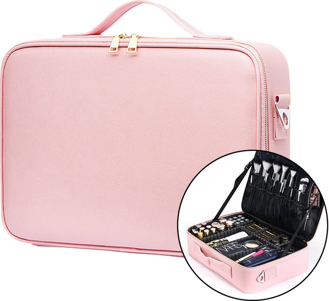 라몽 메이크업박스 멀티가방 크림핑크 칸막이 조절가능 미용시술재료 여행용 출장용, 1개