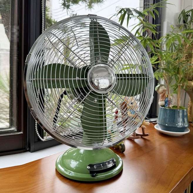 금속 구리 선풍기 팬 플로어 엔틱 탁상데스크 테이블, 기본 색상, 12인치 탁상 선풍기-미스터리 그린 A