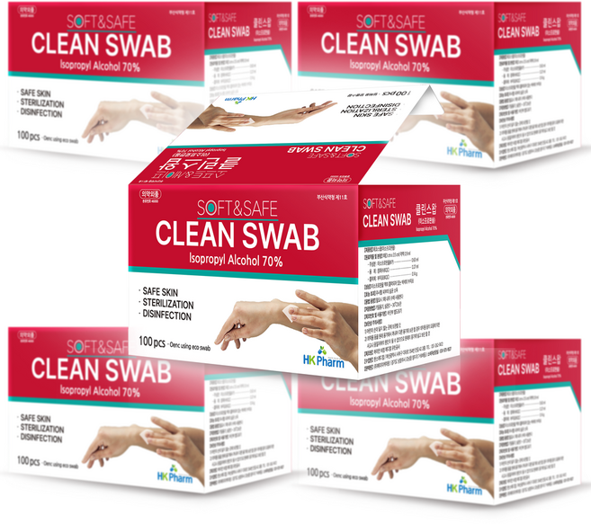 소프트앤세이프 클린스왑 알콜솜 의약외품 100매, 100개입, 5개