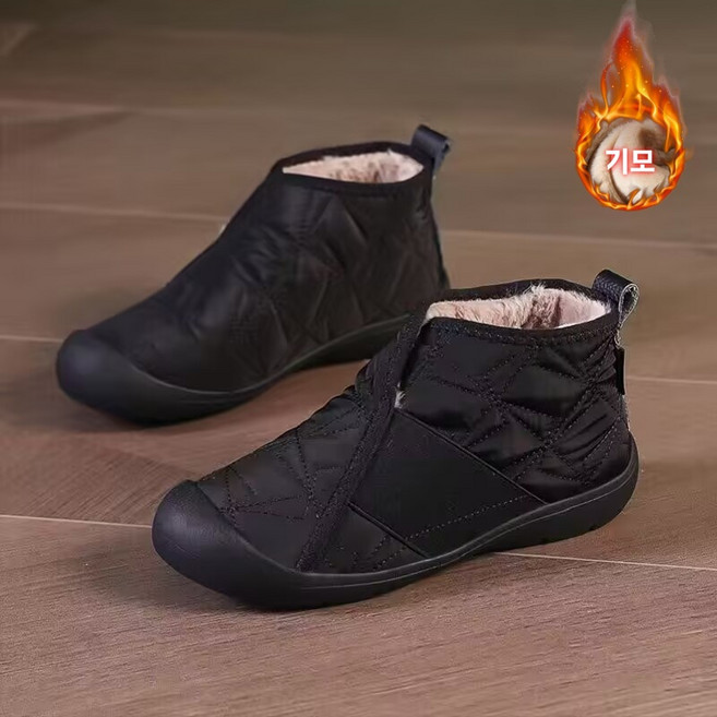 촹싱유푸이 여성 기모 부츠 방한화 겨울 편한 플랫슈즈 보온털안감 신발 미끄럼방지 슬립온 가벼운 방한 스니커즈