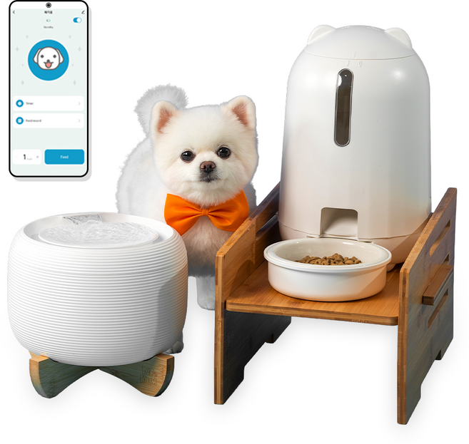 페키움 강아지 고양이 풀패키지 급수기 정수기 어플 스마트 급식기, 스마트 풀패키지 받침대 세트, 1세트, 화이트, PSF-20