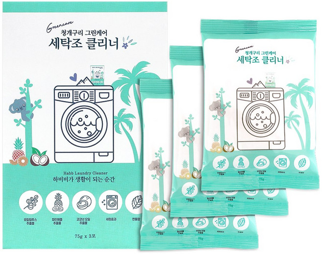 하비비 세탁조 클리너 세탁기 청소 묵은때제거, 75g, 12개