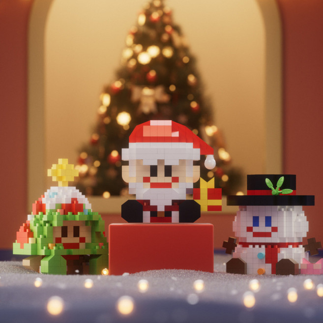 크리스마스 나노블럭 산타 눈사람 트리인형 DX018, 3P, 1개