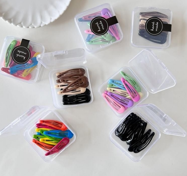 유아 컬러 똑딱핀 머리핀 12P 케이스 세트