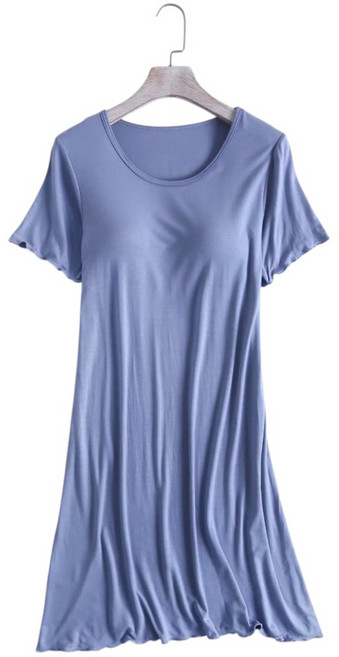 莫代爾帶胸墊短袖睡裙