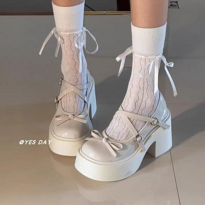 瑪麗珍鞋 厚底增高單鞋女春秋季日系粗跟配裙子