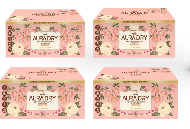 아우라 엑스퍼트 드라이시트 대용량, 200개입, 4개