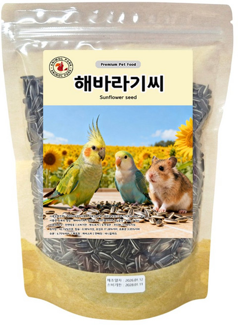 공기세척 깨끗한 해바라기씨 앵무새 햄스터 다람쥐 간식 사료 먹이 건강알곡, 1개, 400g
