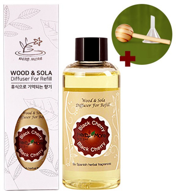 허브모아 우드앤쏠라 차량용 디퓨저 리필 100ml, 블랙체리, 1개