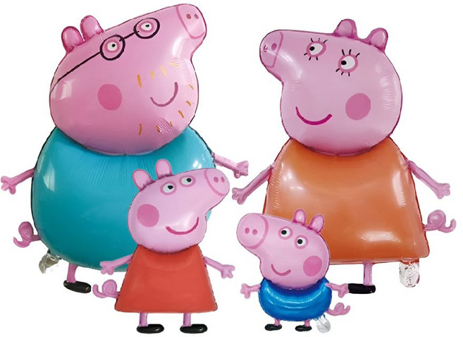 루미팝 페파피그 대형 풍선 은박 호일, 1세트, 혼합4종