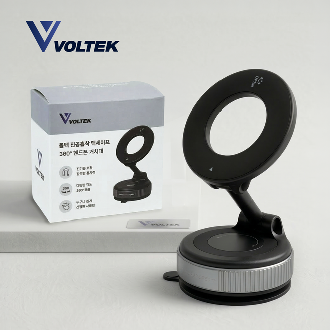 볼텍 맥세이프 차량용핸드폰거치대 접이식 진공흡착, 1개, 블랙