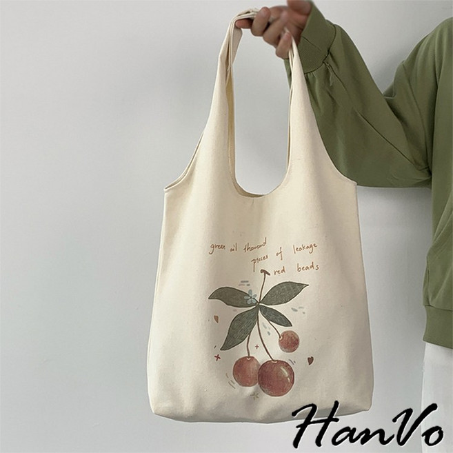 HanVo 文藝帆布包 韓國百搭實用大容量包包 上課上班包 韓系帆布包 女生配件 C05-1076