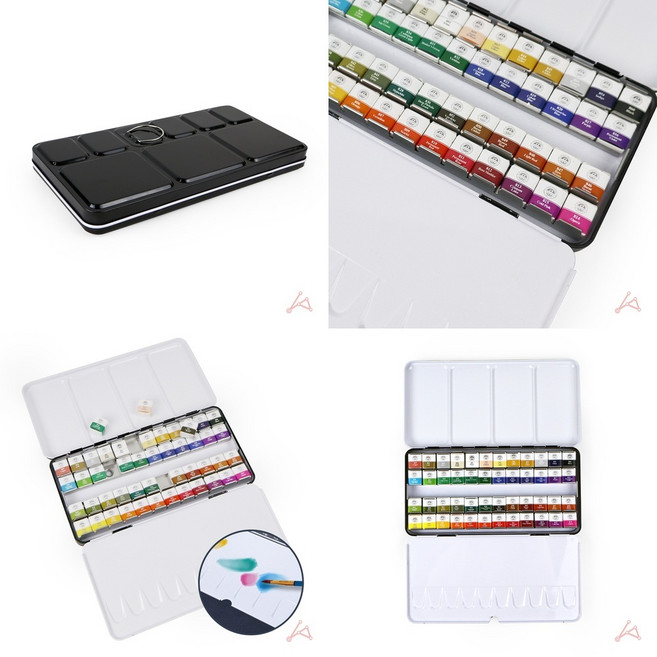 고체 수채화 물감 48색 전문가용 세트 고체형 전문 수채화 물감 물감세트