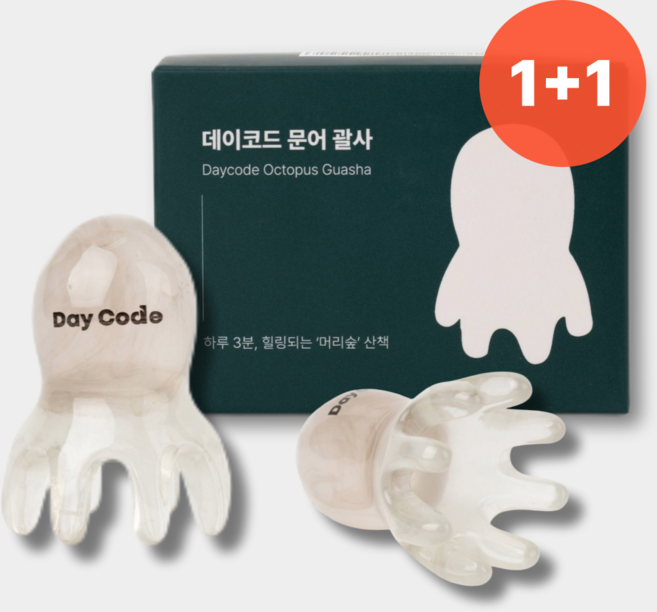 데이코드 미니 문어 괄사 두피 마사지기 1+1, 마블 베이지, 2개