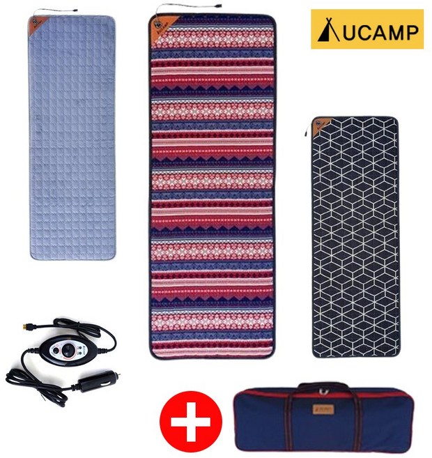 유캠프 DC 12V 전기매트 스마트 탄소 온열 매트 차박 캠핑 차량용 전기장판, 인디언레드, 1인용 세트(매트+가방)