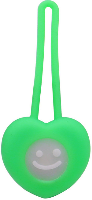 LED 반려동물 야간 라이트 펜던트 실리콘 걸이형 분실 방지 안전등, 녹색하트