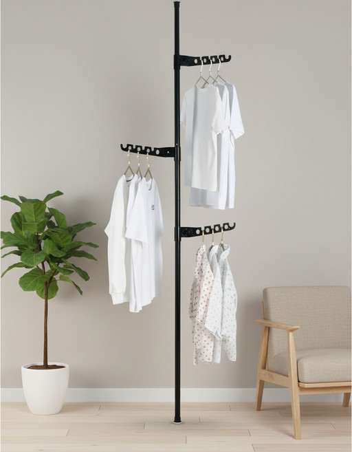 홈치치 접이식 폴행거 빨래 건조대, 블랙