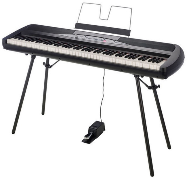 Korg SP280 88鍵 電鋼琴 數位電鋼琴，含原廠譜板、琴架，贈耳機，保固2年, 1個, 黑色（單鍵盤+琴架+踏板）, 黑色