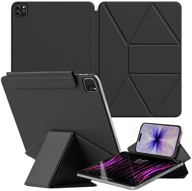 태블리 아이패드 마그네틱 분리형 하이앵글 케이스, 노블블랙, 1개