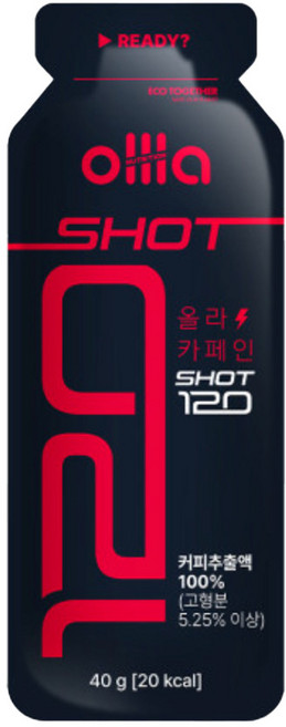 올라 카페인샷120 마라톤 에너지젤 러닝 자전거 파워젤, 6개, 40g