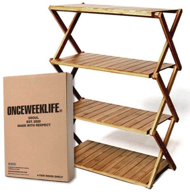 원스위크라이프 접이식 우드쉘프, 4단, 1개