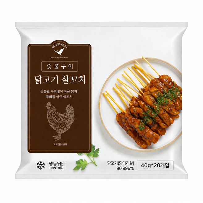 숯불구이 양념닭꼬치 40개 데리야끼 닭꼬지, 2개, 800g