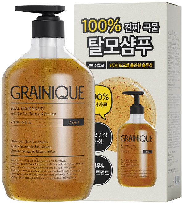 그레이니크 리얼 맥주효모 탈모 샴푸 앤 트리트먼트, 1개, 770ml