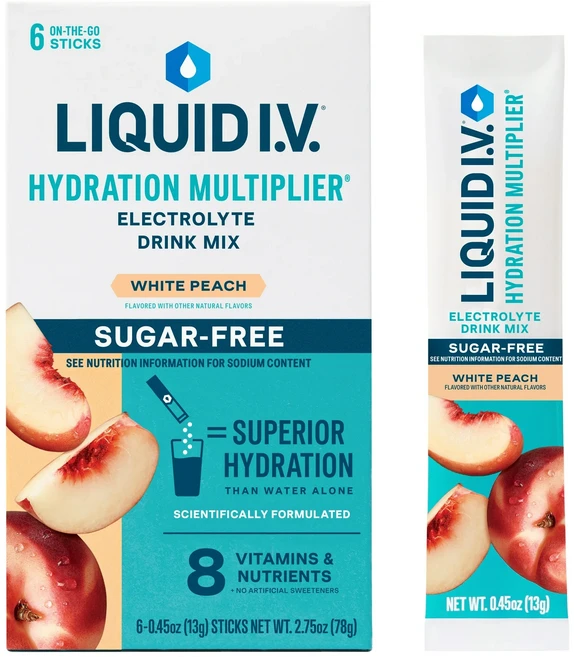 Liquid Iv 長效保濕補水沖泡飲 白桃口味 6入, 78g