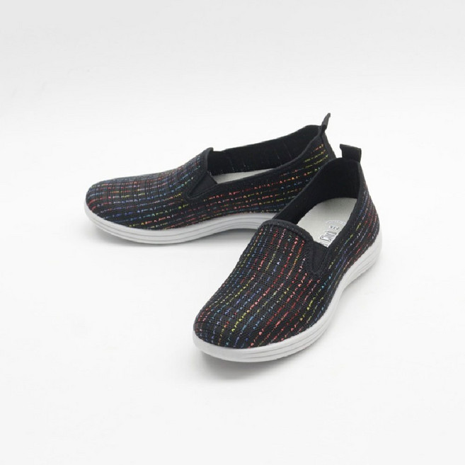 컬러풀 라인 니트 밴딩 단화 슬립온
