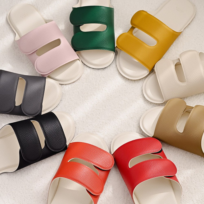 [페니체] 컴포트 슬리퍼 푹신한 쿠션 실내화 거실화 실내 가정용 여행용 기내용 거실화 비건레더 가죽 9컬러