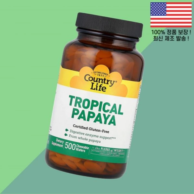 컨트리라이프 트로피컬 파파야 츄어블 웨이퍼 500개입 Country Life Tropical Papaya 500 Chewable Wafers, 1개 - 쿠팡