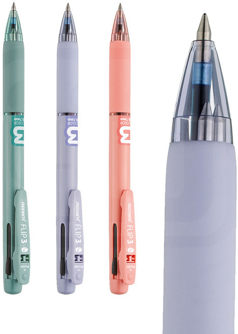 모나미 플립3 저점도 클립 3색 볼펜 1개 낱개 0.5~0.7mm (바디 색상랜덤), 0.5mm