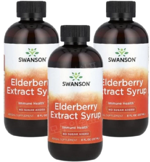 Swanson 스완슨 엘더베리 시럽 Elderberry Extract, 3개, 237ml - 쿠팡