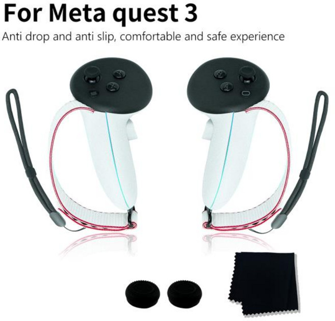 VR 헤드셋 액세서리 세트 조정 가능한 활성 스트랩 교체 키트 Meta Quest 3 컨트롤러 용 금속 링 버클 조이, 01 CHINA