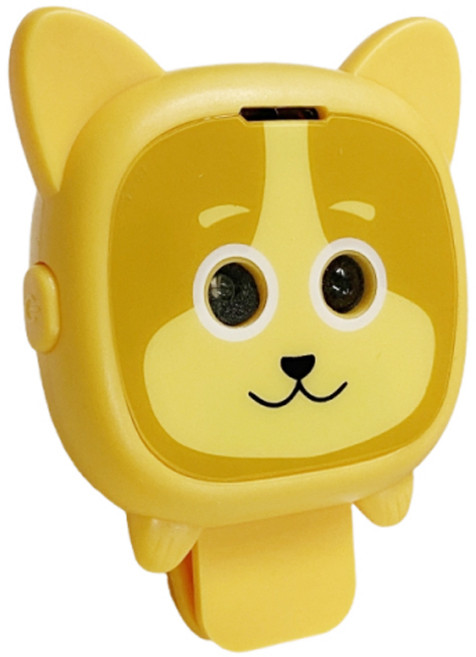 可愛卡通狗狗造型視力保護提醒器 智慧監測語音鬧鐘, 黃, 1個